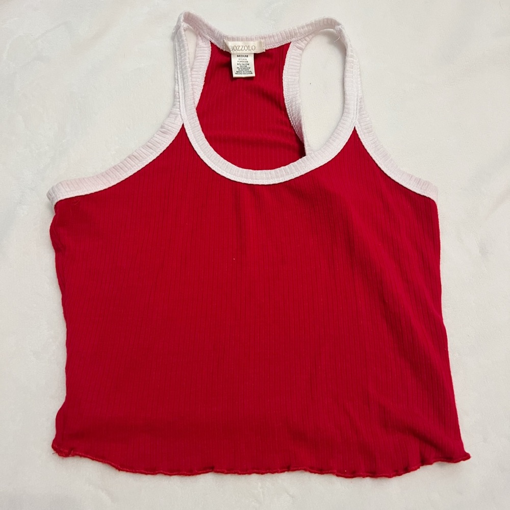 Cropped red tank top